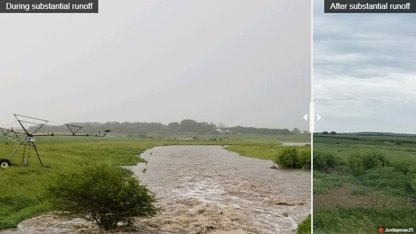 Image of Buffer Strips Affect on Field after Flooding